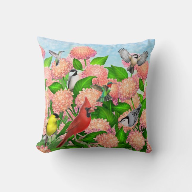 Oiseaux sauvages de jardin sur le coussin de (Recto)