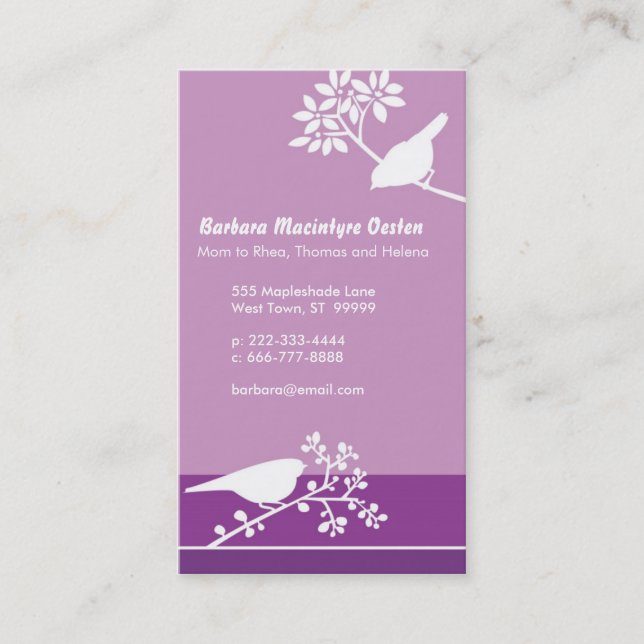 Oiseaux sur Branches Carte de visite (Devant)