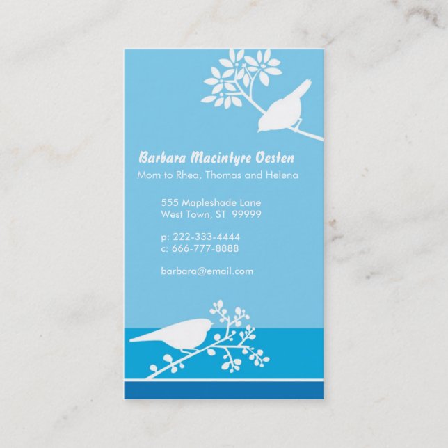 Oiseaux sur Branches Carte de visite (Devant)