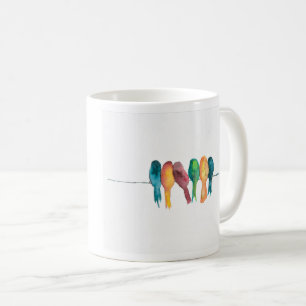 Oiseaux sur une tasse de fil