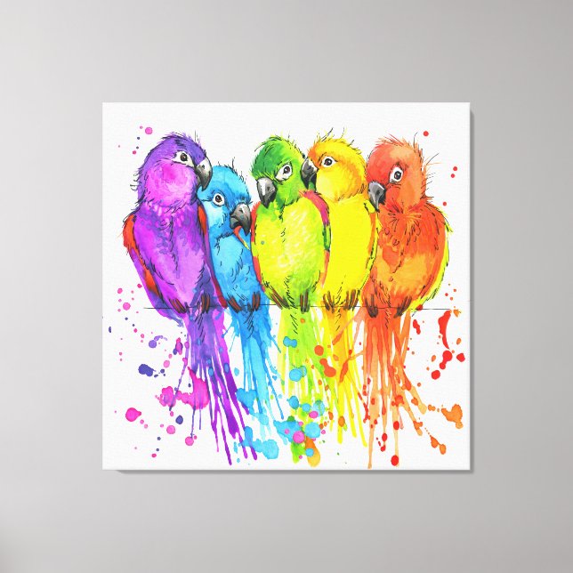 Oiseaux tropicaux d'une toile de plumes (Recto)