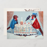Oiseaux victoriens avec carte postale