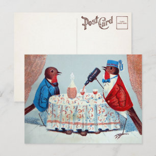 Oiseaux victoriens avec carte postale