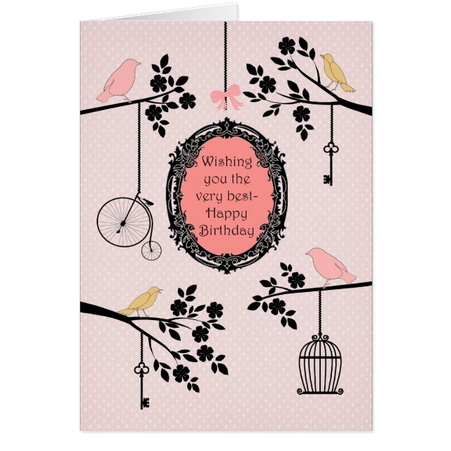 Oiseaux vintages et branches (Devant)