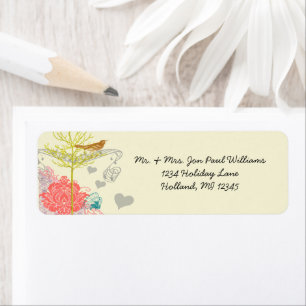 Oiseaux vintages Musical Coral Damask Tree Adresse