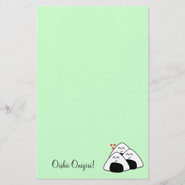 Oishii Onigiri Stationary (Pale Green) Stationery (Front)