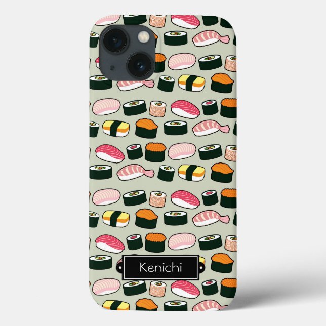 Oishii Sushi Fun Illustrations Pattern (Grey) Case-Mate iPhone Case (Back)