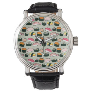 Oishii Sushi Fun Illustrations Pattern (Grey) Watch