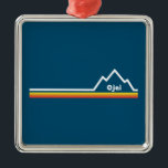 Ojai California Metal Ornament<br><div class="desc">Ojai is a small city in Ventura County,  California,  northwest of Los Angeles. Set in a valley in the Topatopa Mountains,  the city has a village-like centre dotted with art galleries and New Age shops. Bordering the north,  Los Padres National Forest is crisscrossed with meandering trails.</div>