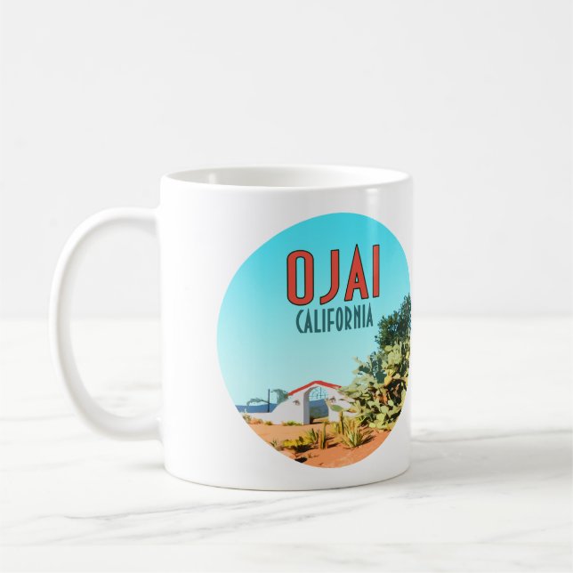 Ojai California Succulent Cactus Vintage Coffee Mug (Left)