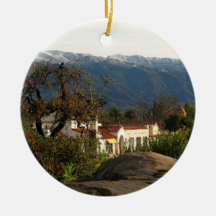 Ojai With Snow Ceramic Ornament