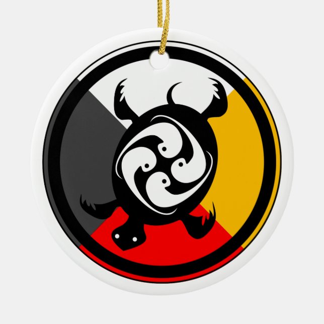 Ojibway Dodem Miskwaadesi Ceramic Ornament (Front)