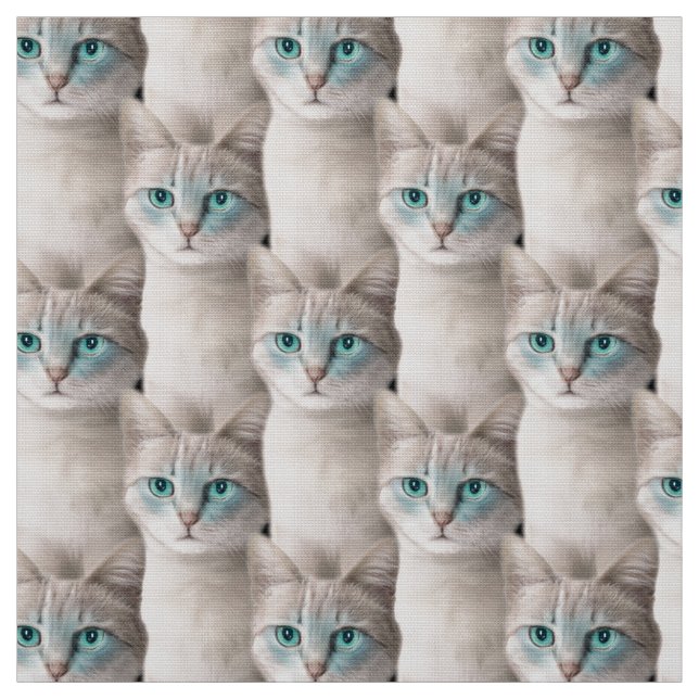 Ojos Azules Cat Pattern Fabric (Swatch)