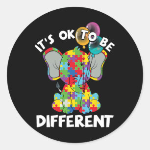 Ok Be Different Autistic Elephant Bylloons Autism Classic Round Sticker