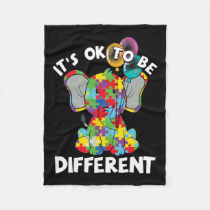 Ok Be Different Autistic Elephant Bylloons Autism  Fleece Blanket