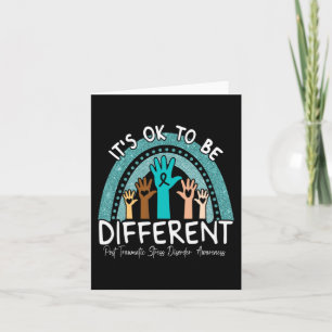 Ok Be Different Rainbow Teal Ribbon Warrior Ptsd A Card