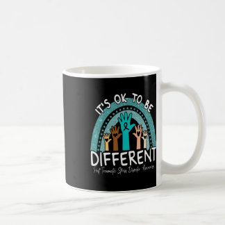 Ok Be Different Rainbow Teal Ribbon Warrior Ptsd A Coffee Mug