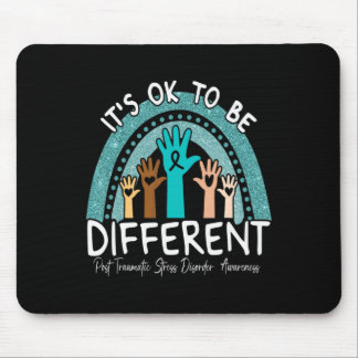 Ok Be Different Rainbow Teal Ribbon Warrior Ptsd A Mouse Pad