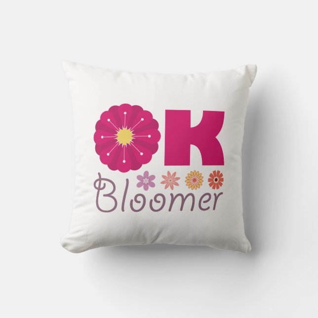 Ok Bloomer Throw Pillow (Front)
