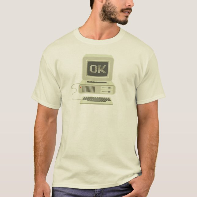 OK Computer: Retro Computer Screen with 16 Bit Tex T-Shirt (Front)