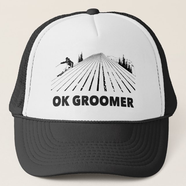 Ok Groomer Skiing Trucker Hat (Front)