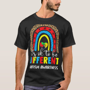 Ok To Be Different Autism Awareness Leopard Rainbo T-Shirt