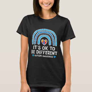 Ok To Be Different Rainbow Autism Awareness Girls  T-Shirt