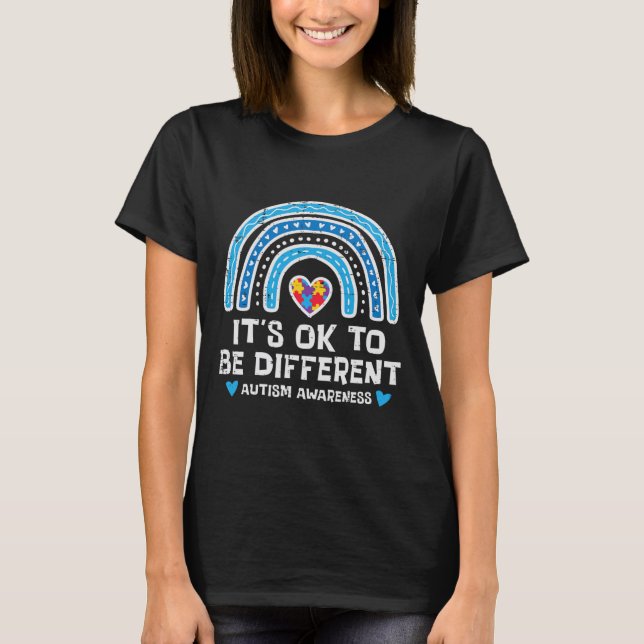 Ok To Be Different Rainbow Autism Awareness Girls  T-Shirt (Front)