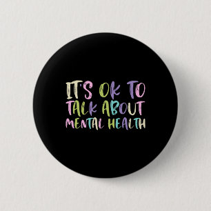 Ok To Talk About Mental Health Awareness Green Rib 2 Inch Round Button