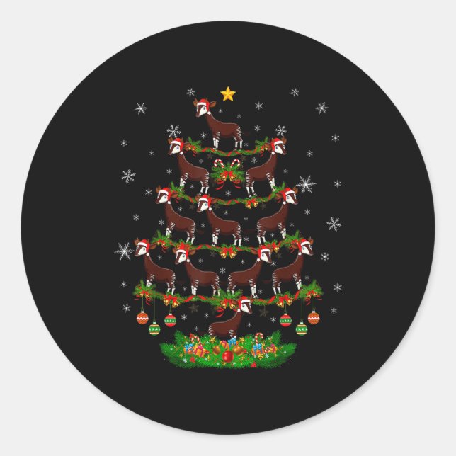 Oka Christmas Tree Funny Xmas Lover  Classic Round Sticker (Front)