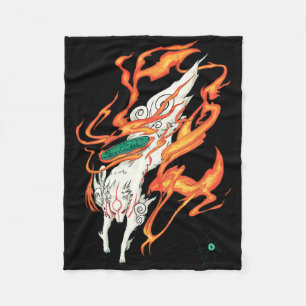 Okami Amaterasu Sun God Wolf The Great Wave Video  Fleece Blanket
