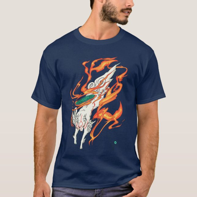 Okami Amaterasu Sun God Wolfhe Great Wave Video Ga T-Shirt (Front)