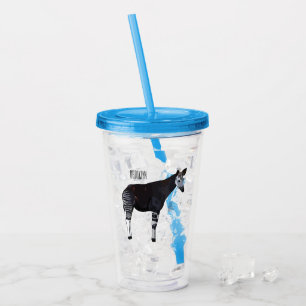 Okapi cartoon illustration acrylic tumbler