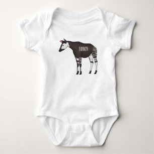 Okapi cartoon illustration  baby bodysuit