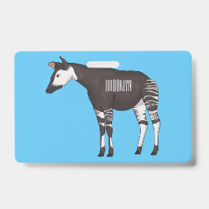 Okapi cartoon illustration badge