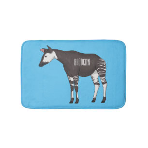 Okapi cartoon illustration bath mat