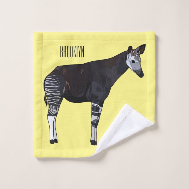Okapi cartoon illustration bath towel set (Wash Cloth)
