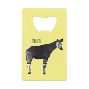 Okapi cartoon illustration credit card bottle opener