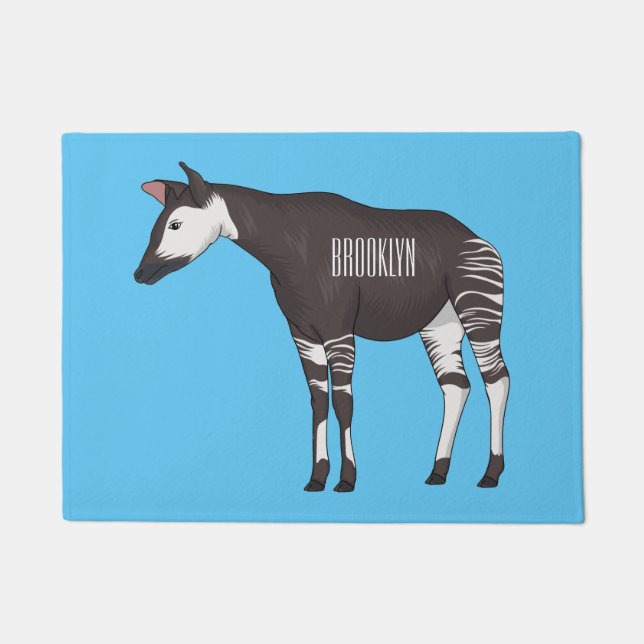 Okapi cartoon illustration doormat (Front)