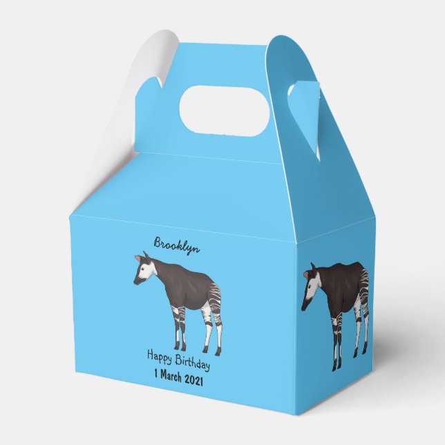 Okapi cartoon illustration favor box (Front Side)