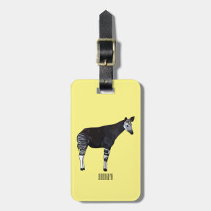 Okapi cartoon illustration luggage tag