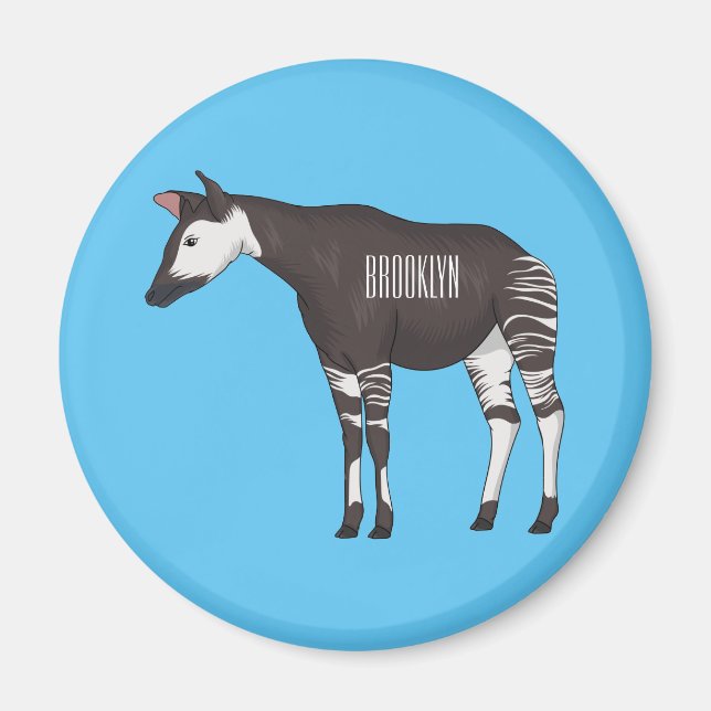 Okapi cartoon illustration magnet (Front)