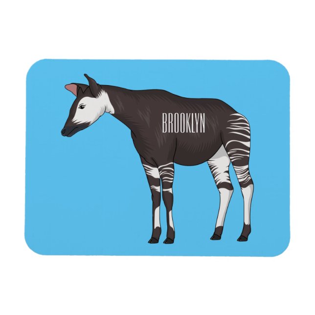 Okapi cartoon illustration  magnet (Horizontal)