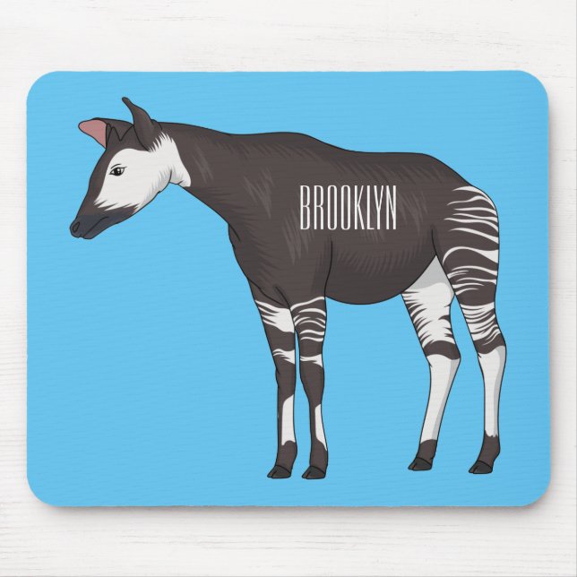 Okapi cartoon illustration  mouse pad (Front)