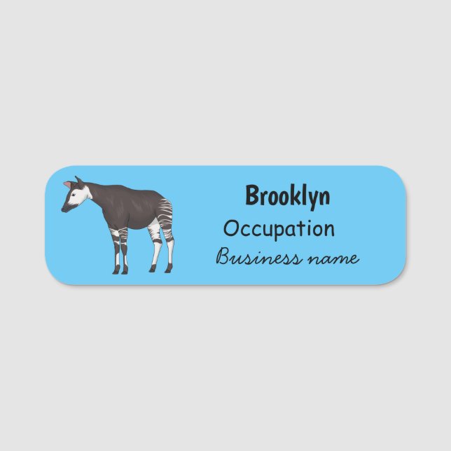 Okapi cartoon illustration name tag (Front)