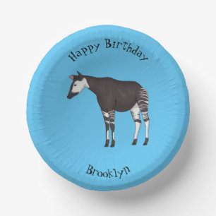 Okapi cartoon illustration paper plate