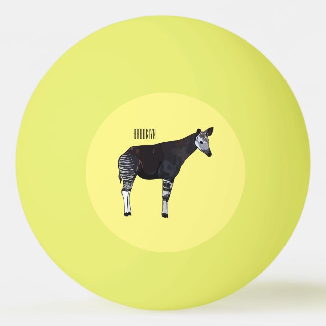Okapi cartoon illustration ping pong ball (Front)