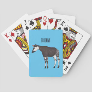 Okapi cartoon illustration playing cards