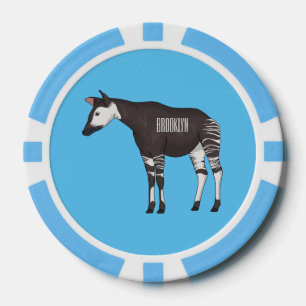 Okapi cartoon illustration poker chips