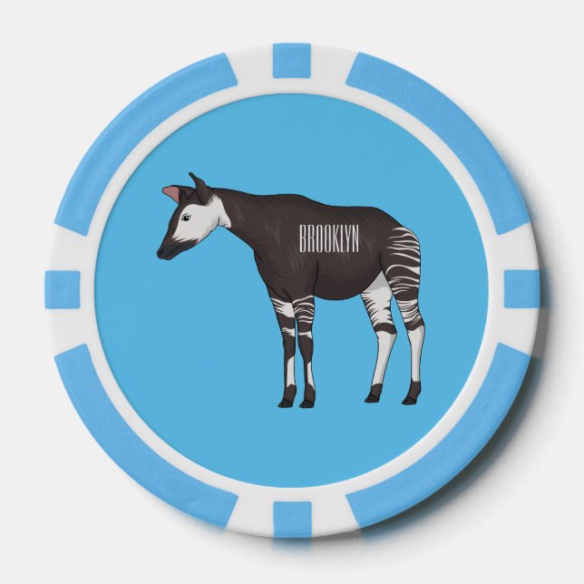 Okapi cartoon illustration  poker chips (Front)